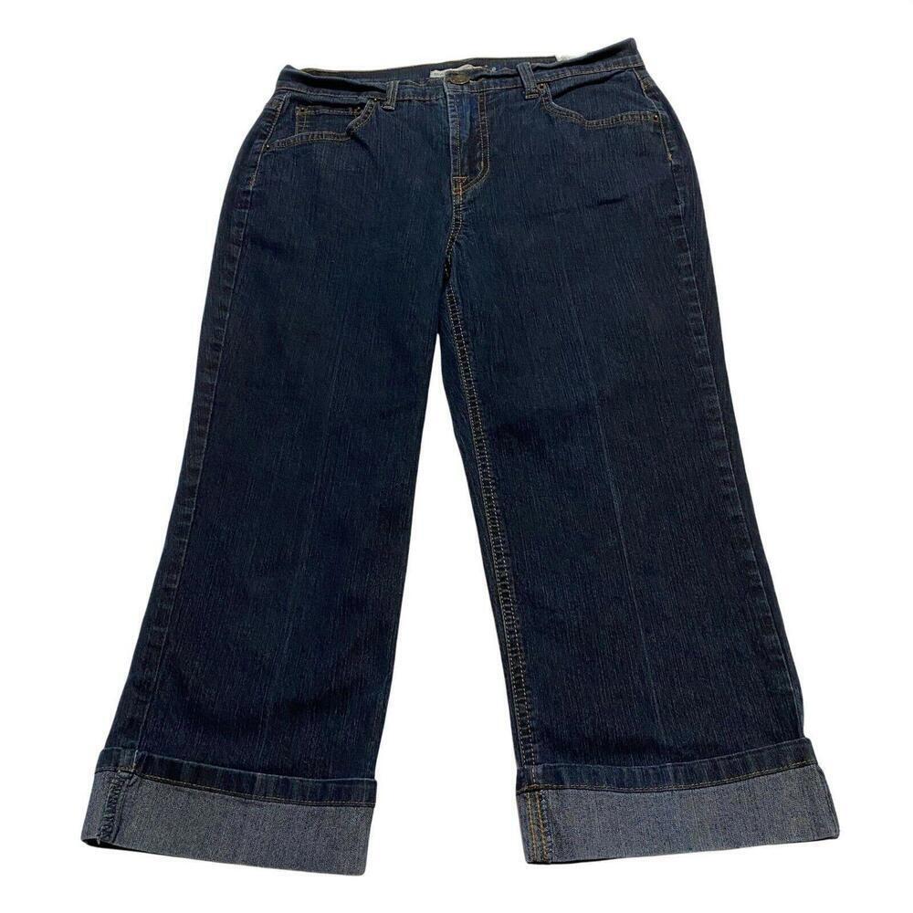 BandolinoBlu Capri Cuffed Women's size 8‎ Dark Wash Blue Denim Jeans